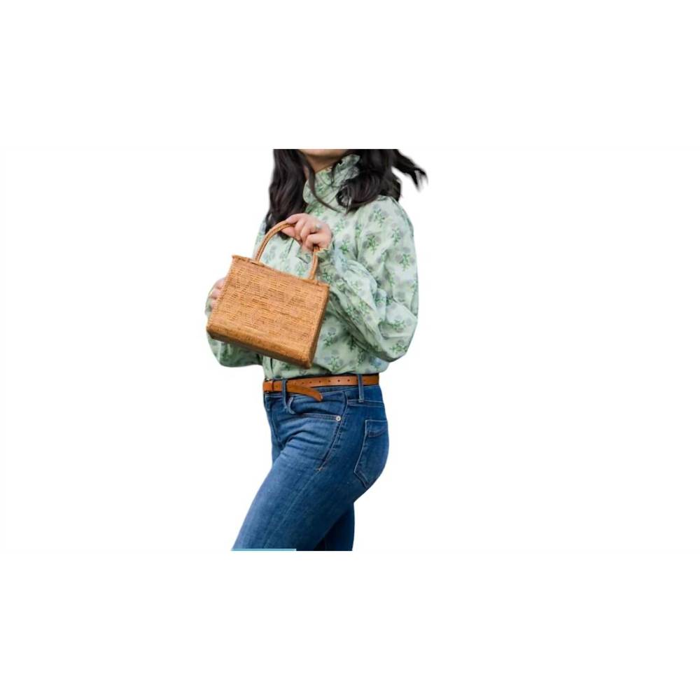 NEW ALL IN THE DETAIL women's graca bow rattan handbag in rattan - Picture 2 of 3